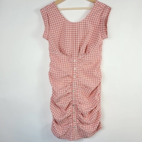 Code x Mode Pink Gingham Dress Ruched Front Size S - NWT - Picture 12 of 12